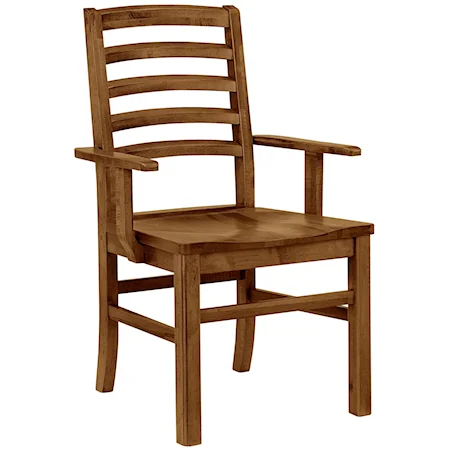 Casual Solid Wood Horizontal Slat Arm Chair